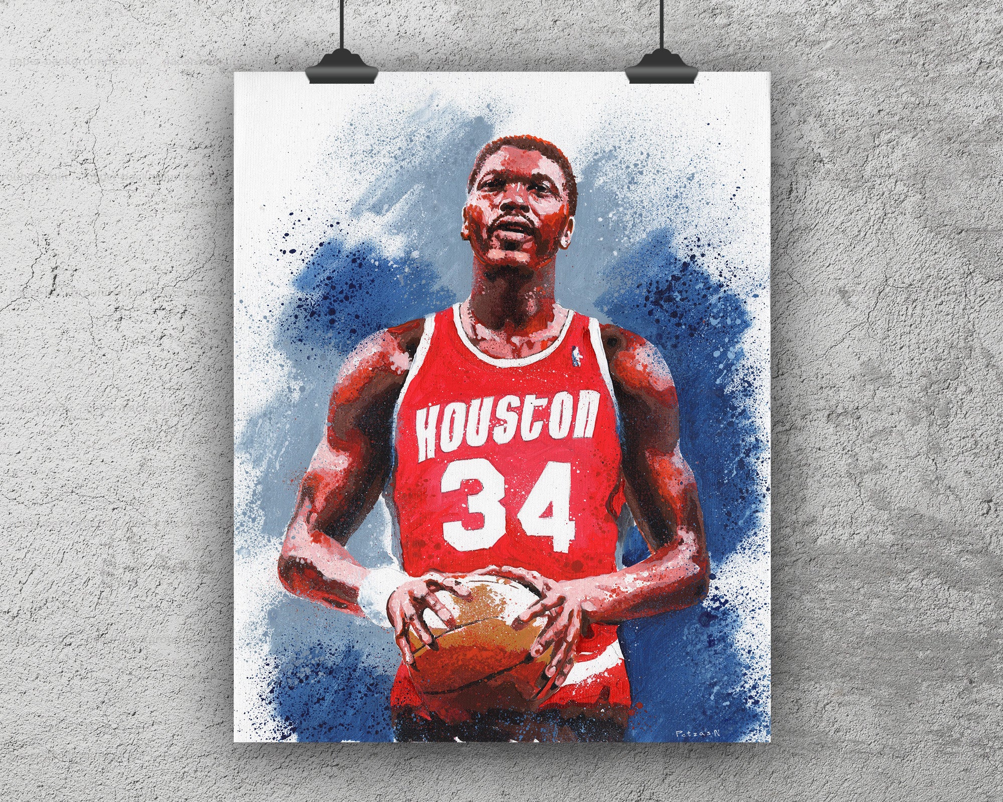 Hakeem Olajuwon Art Print: Canvas or Paper