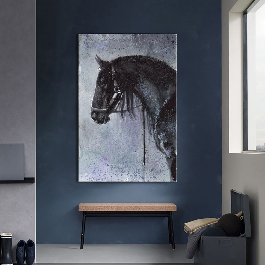 Black Horse Art Print: Canvas or Paper