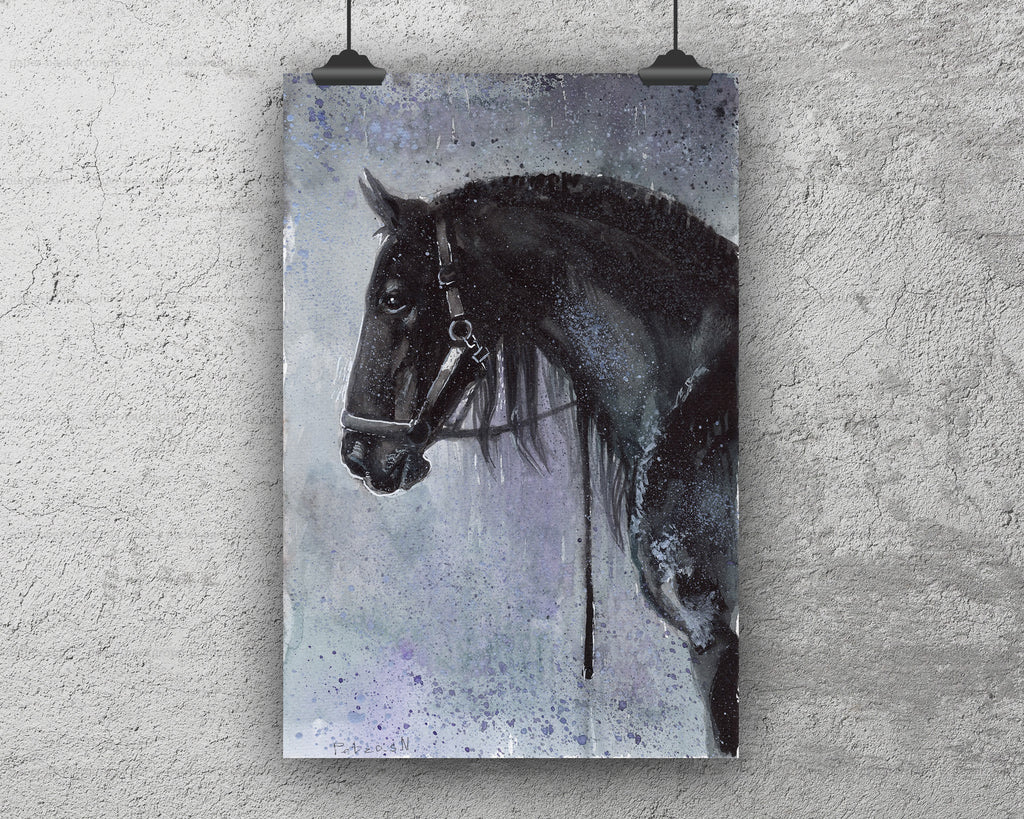 Black Horse Art Print: Canvas or Paper