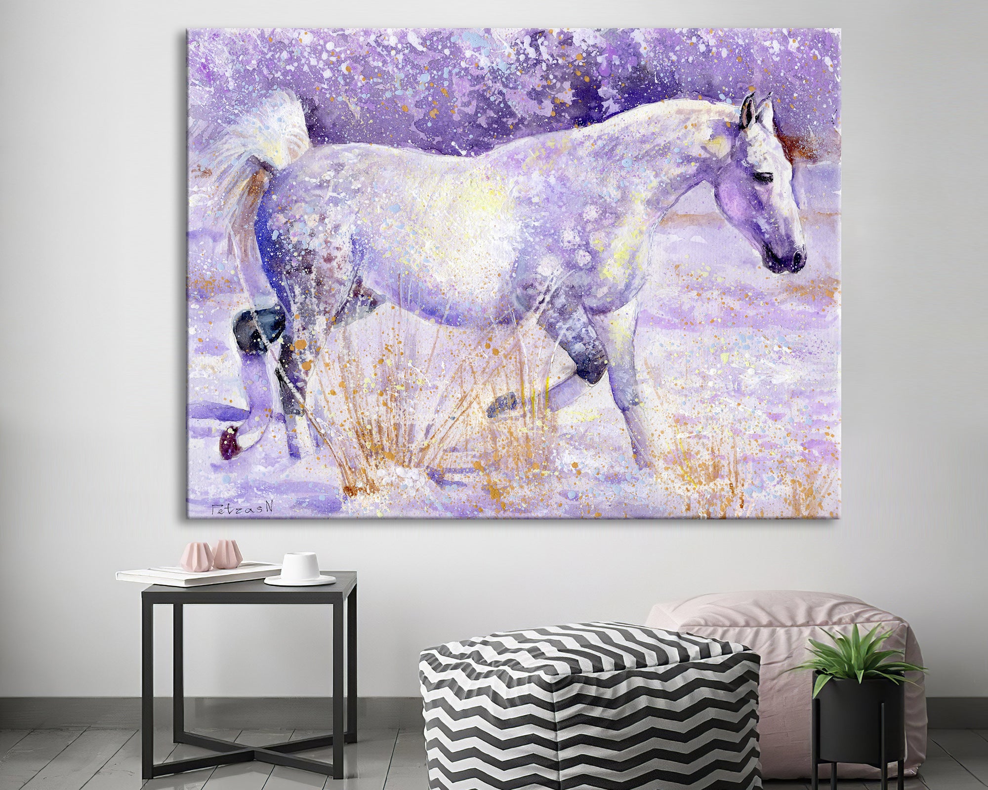 White Horse Art Print: Canvas or Paper