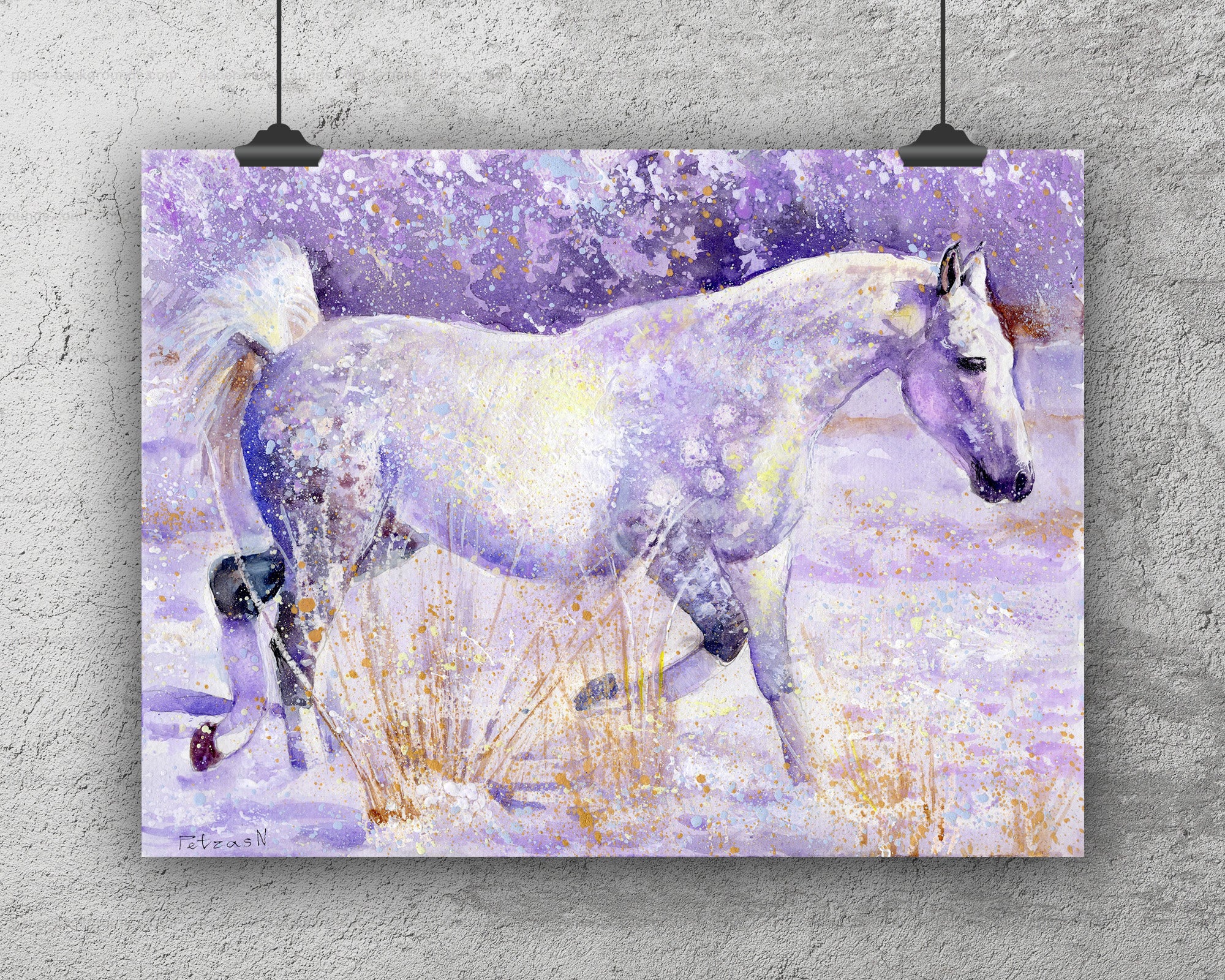 White Horse Art Print: Canvas or Paper