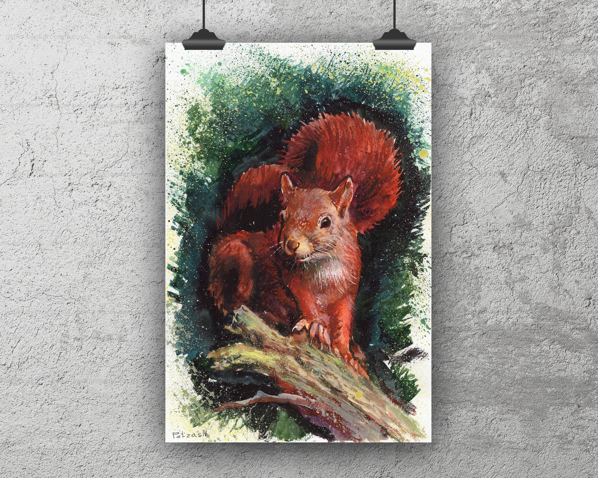 Squirrel Art Print: Canvas or Paper