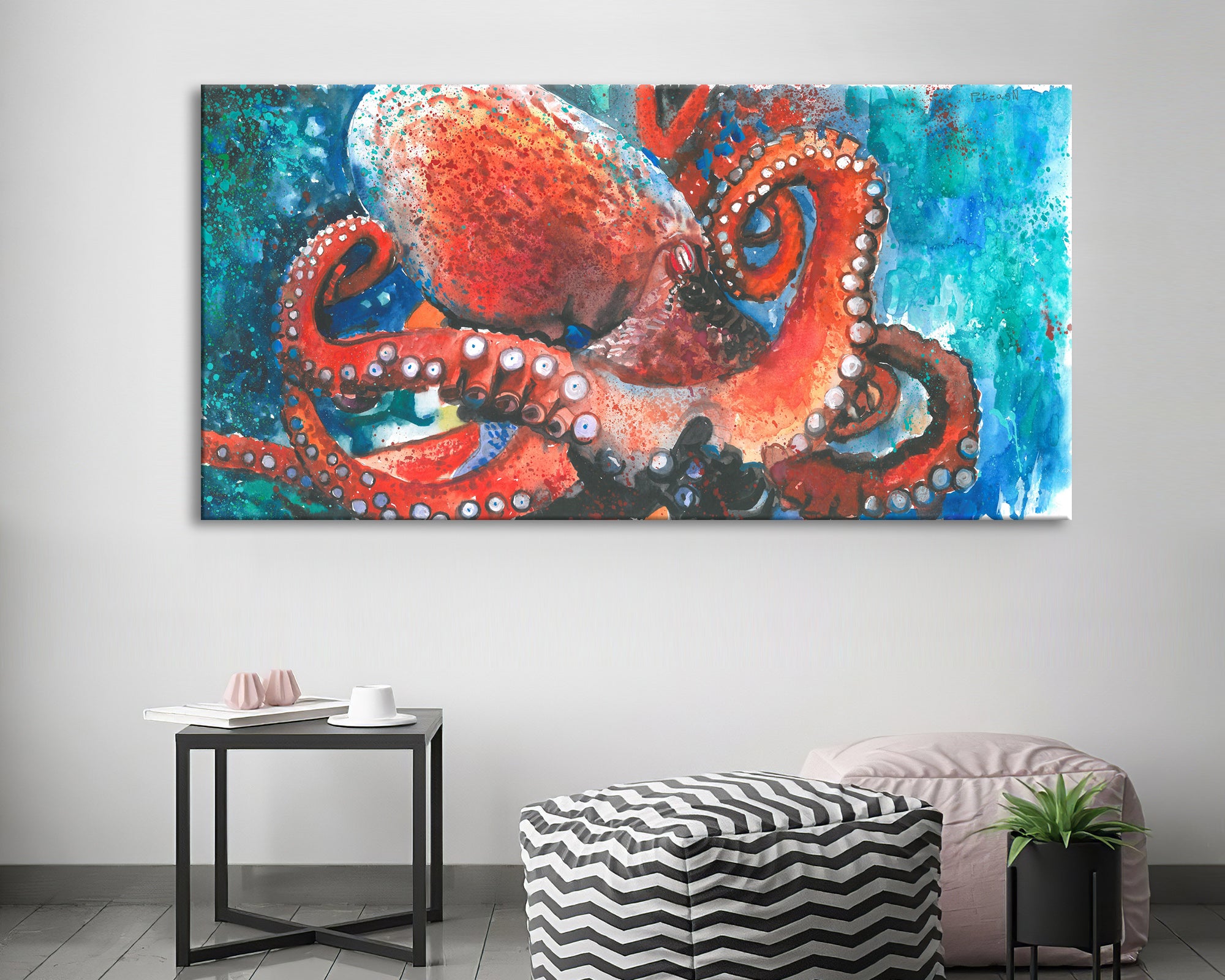 Octopus Art Print: Canvas or Paper