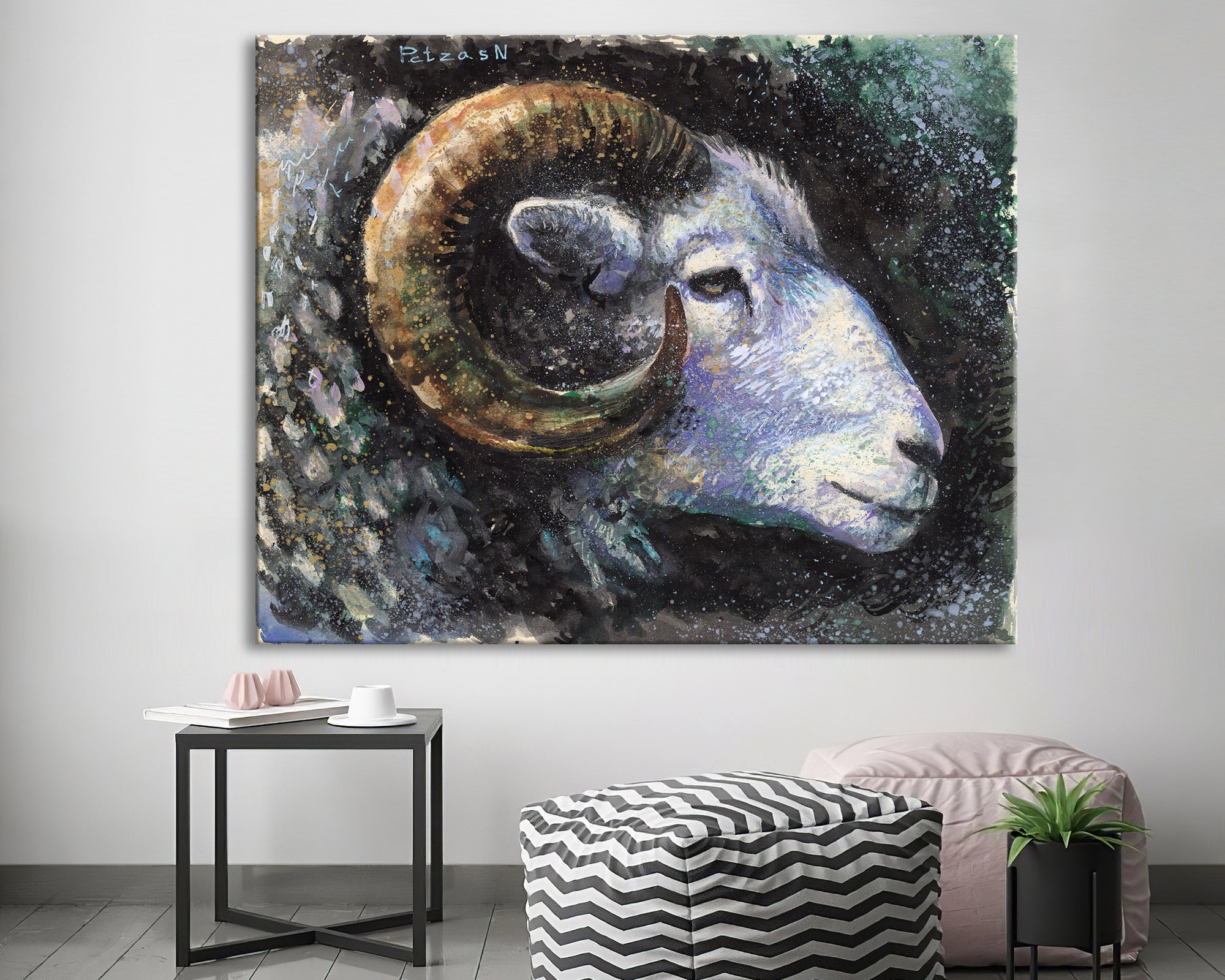 Ram Art Print: Canvas or Paper