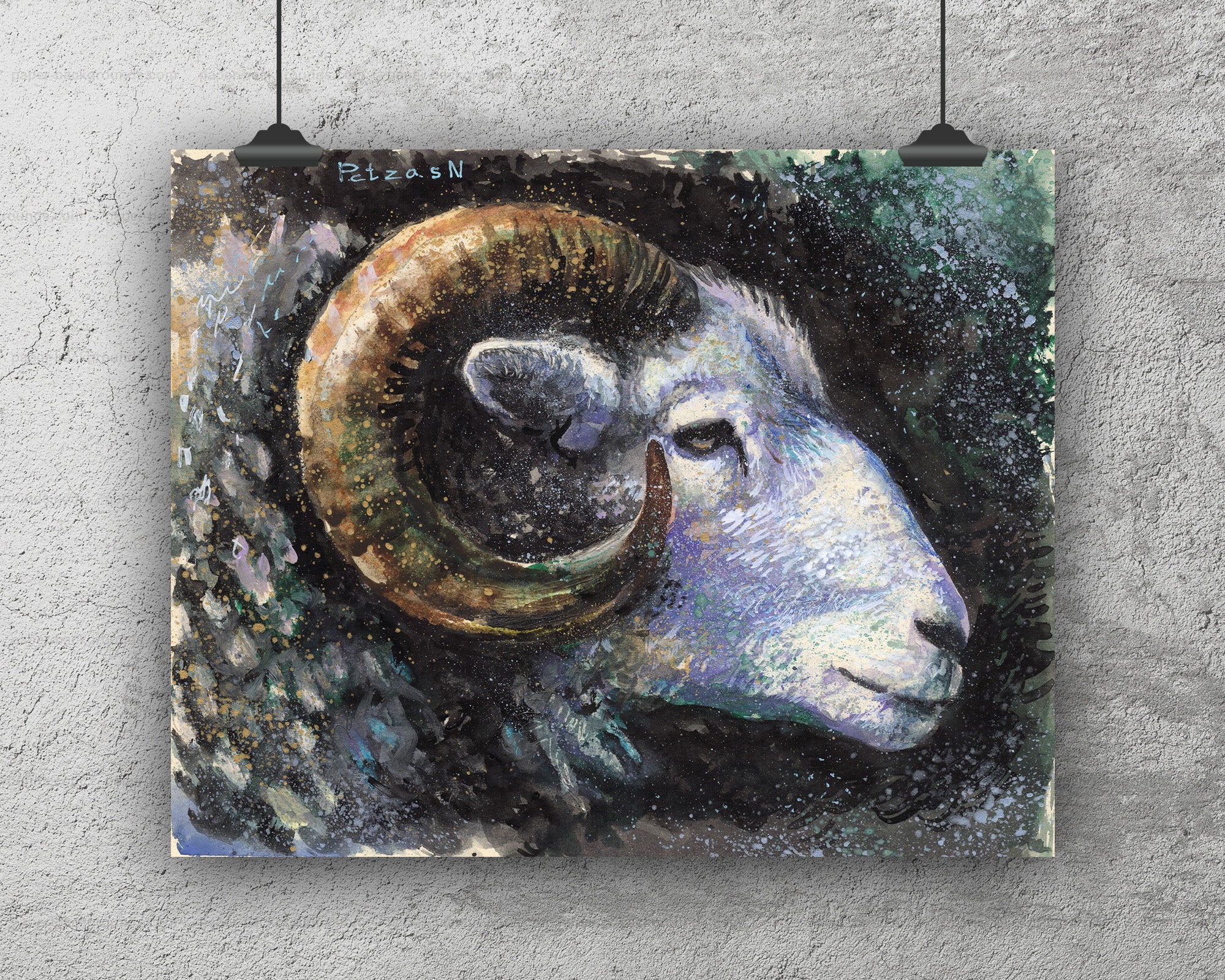 Ram Art Print: Canvas or Paper