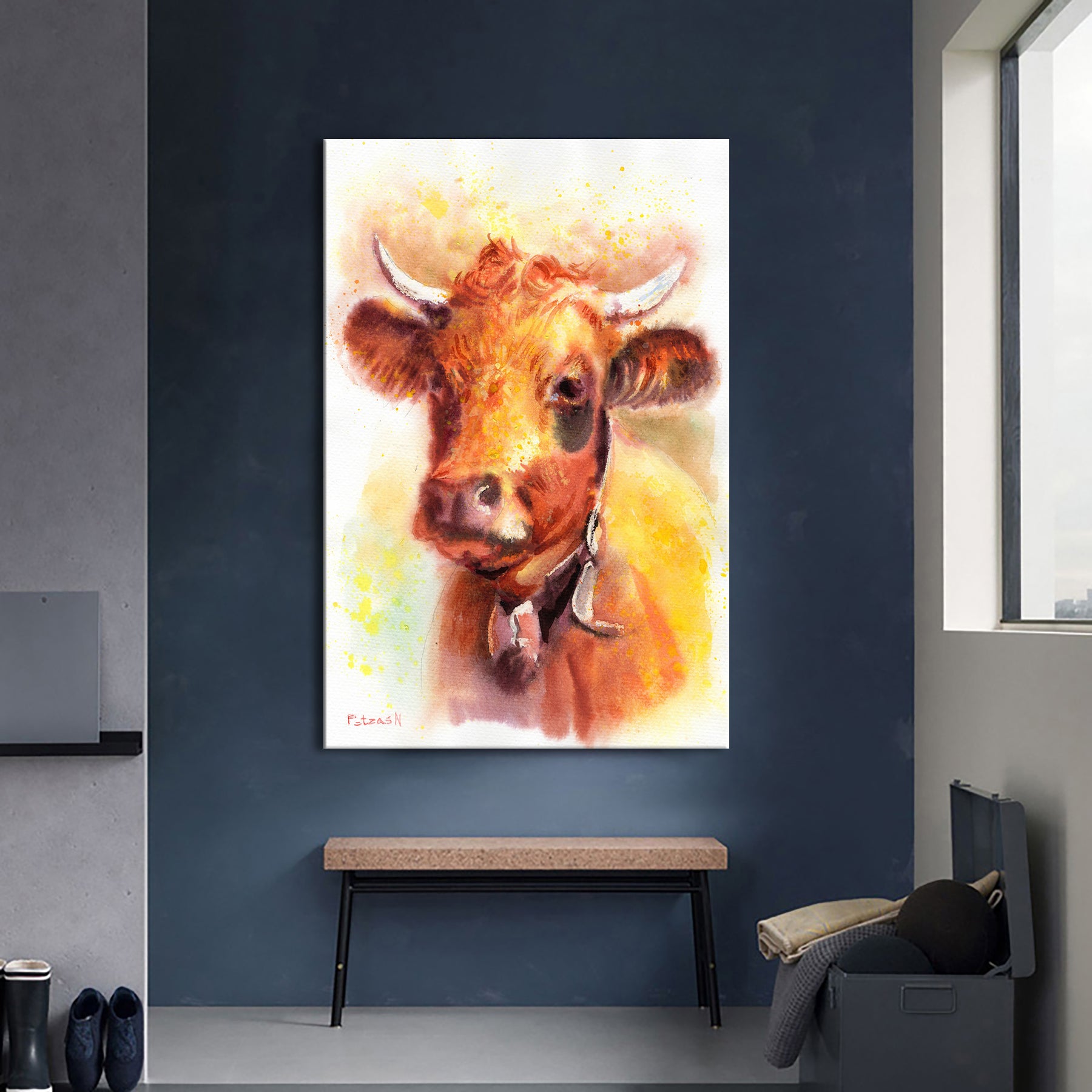 Cow Art Print: Canvas or Paper