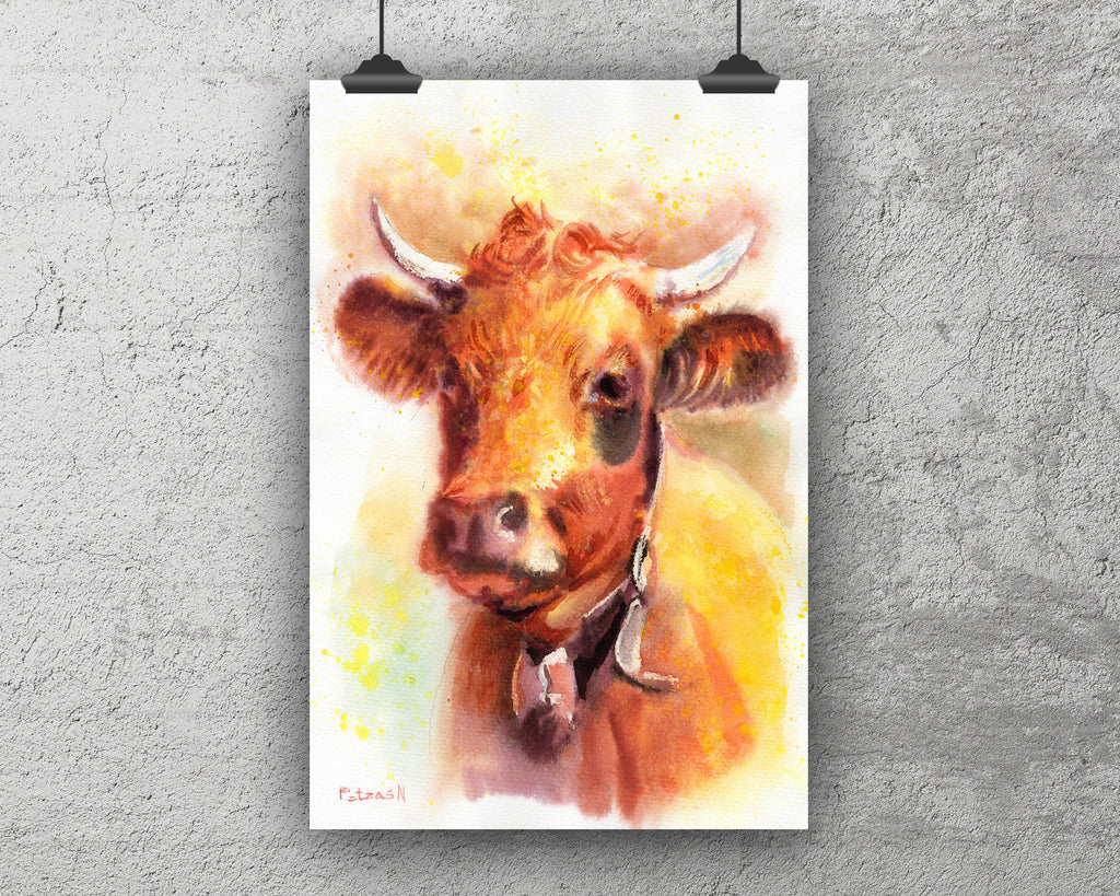 Cow Art Print: Canvas or Paper