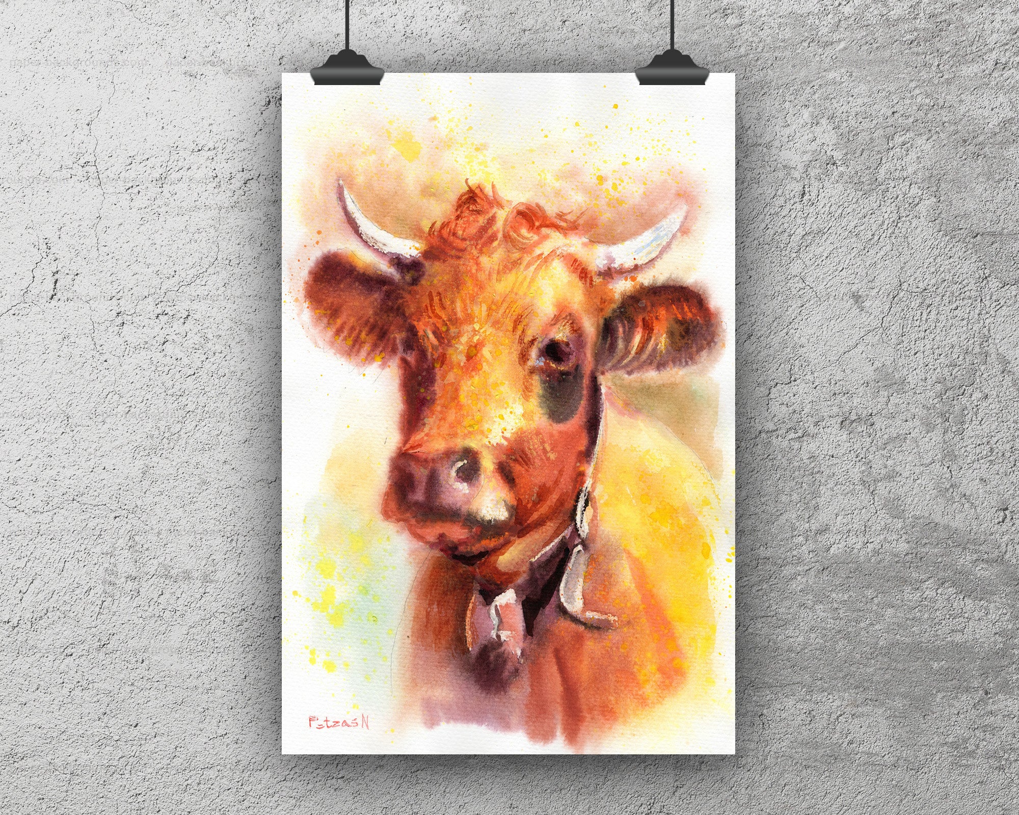 Cow Art Print: Canvas or Paper