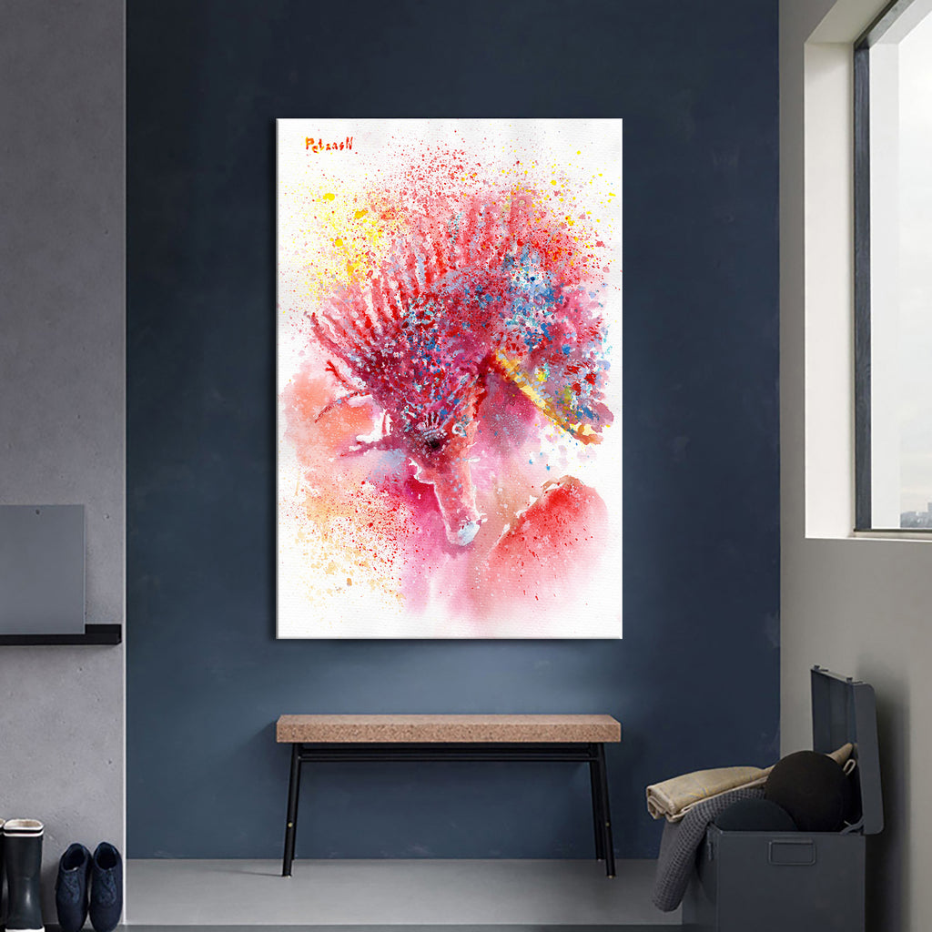 Pink Seahorse Art Print: Canvas or Paper