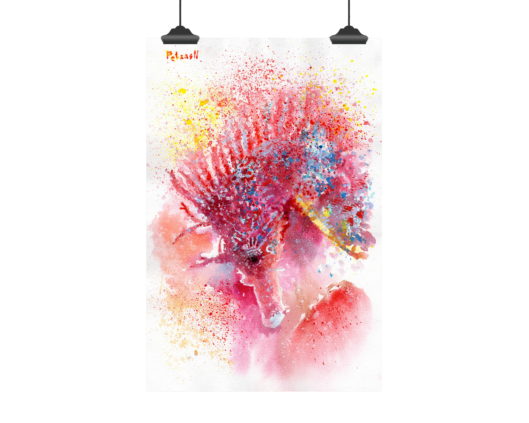Pink Seahorse Art Print: Canvas or Paper