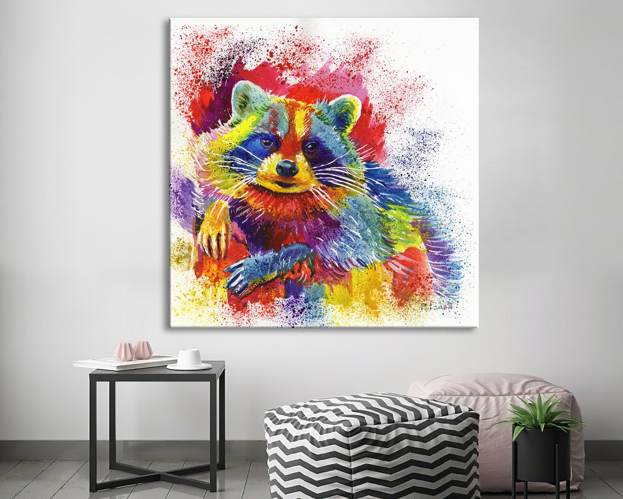 Raccoon Art Print: Canvas or Paper