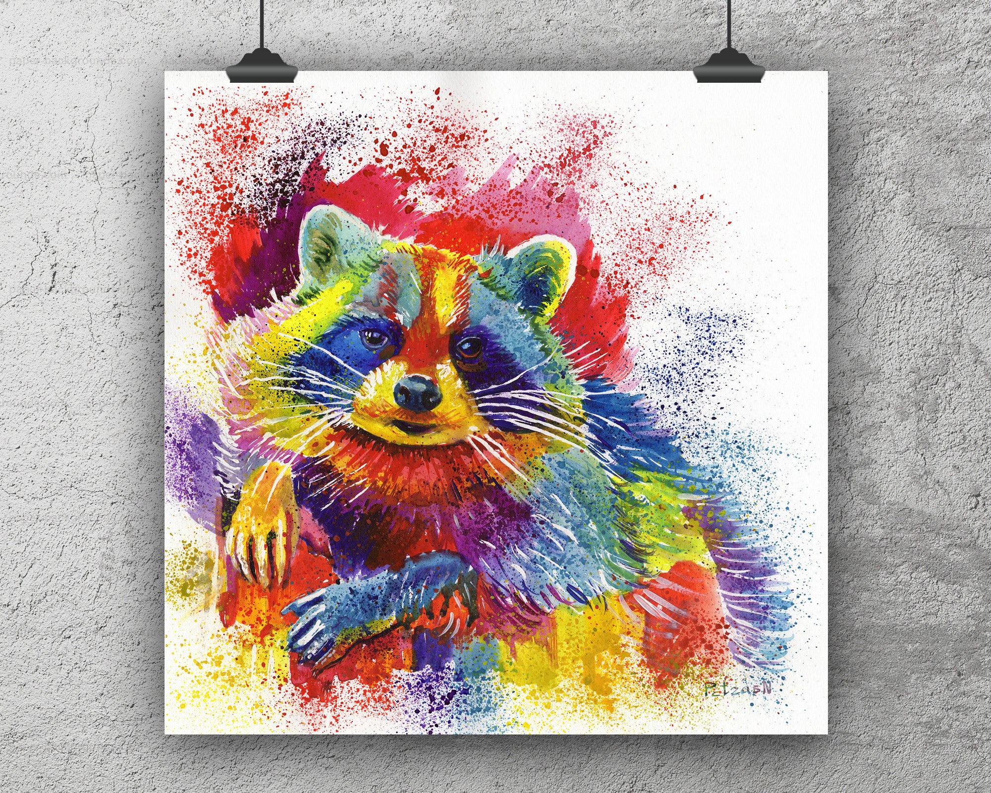 Raccoon Art Print: Canvas or Paper