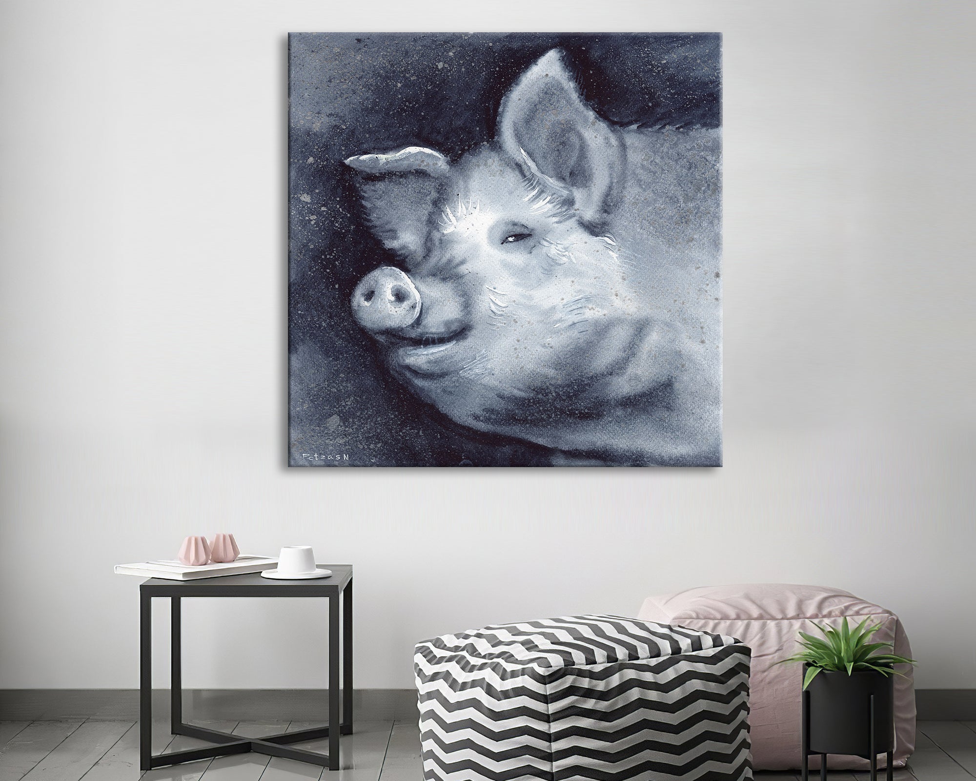Pig Art Print: Canvas or Paper