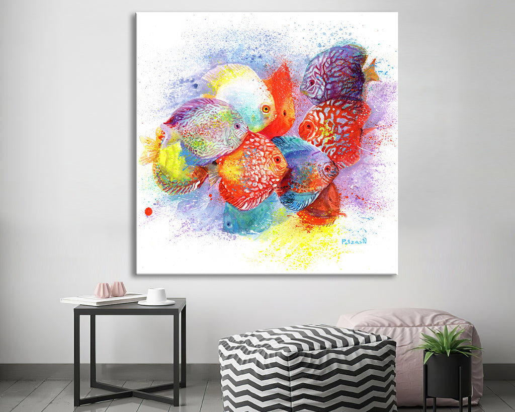 Discus Fish Art Print: Canvas or Paper