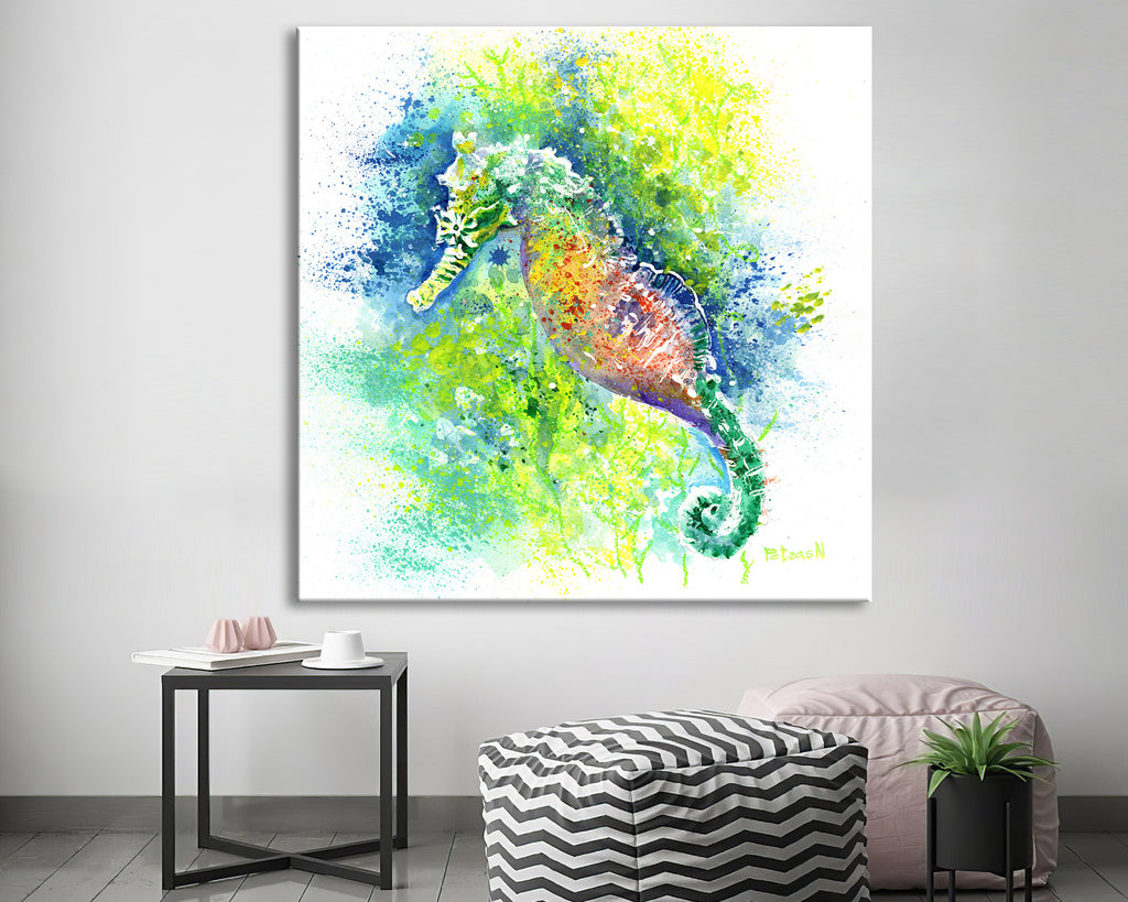 Seahorse Art Print: Canvas or Paper
