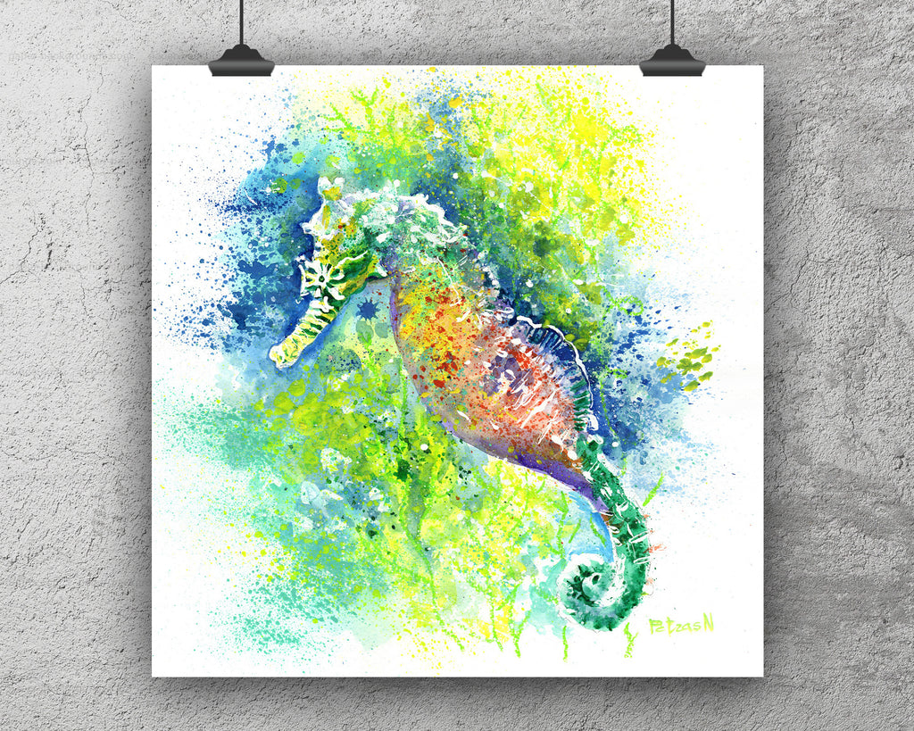 Seahorse Art Print: Canvas or Paper