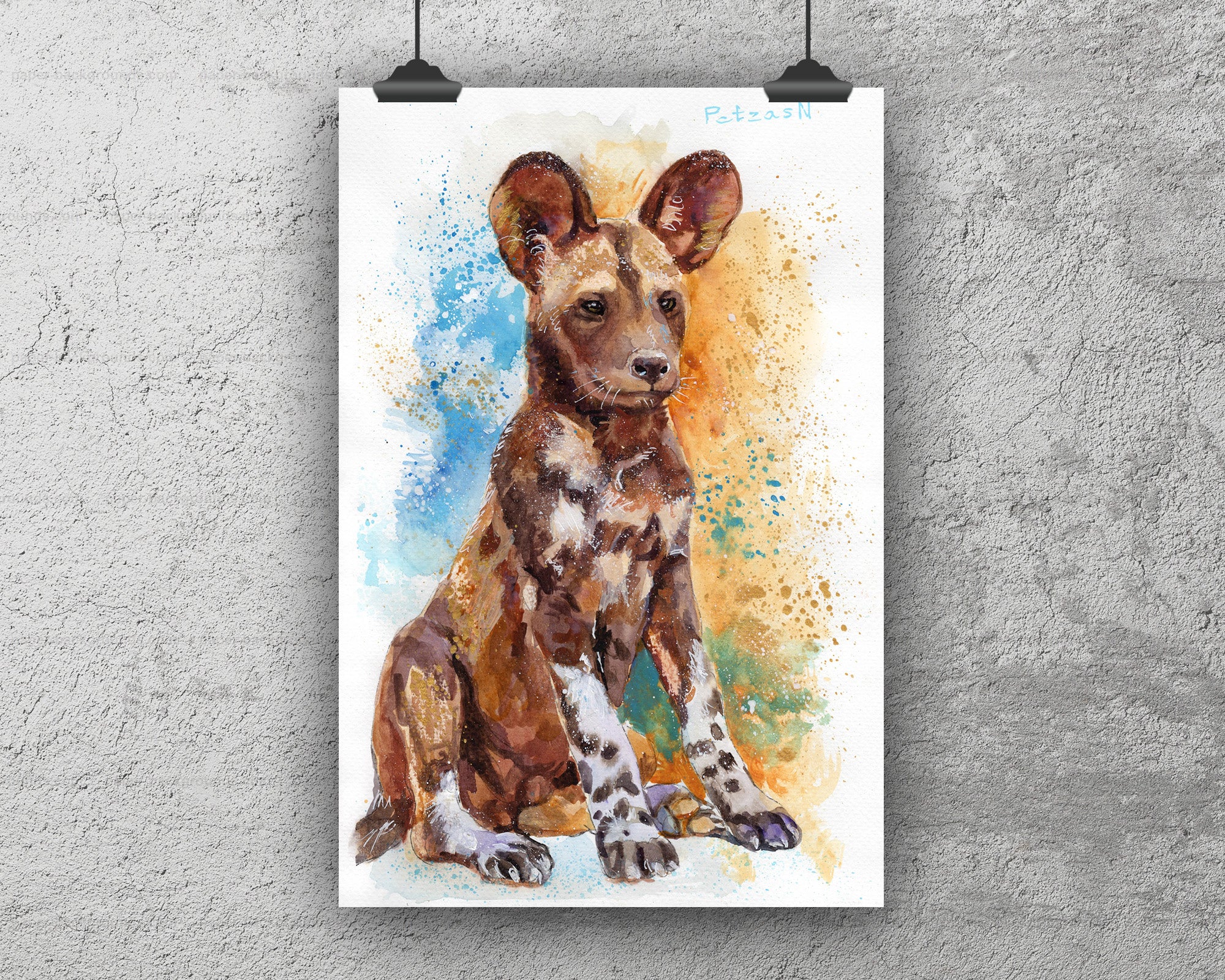 African Wild Dog Art Print: Canvas or Paper