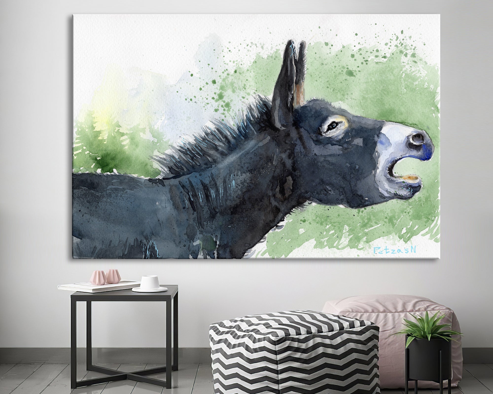 Donkey Art Print: Canvas or Paper
