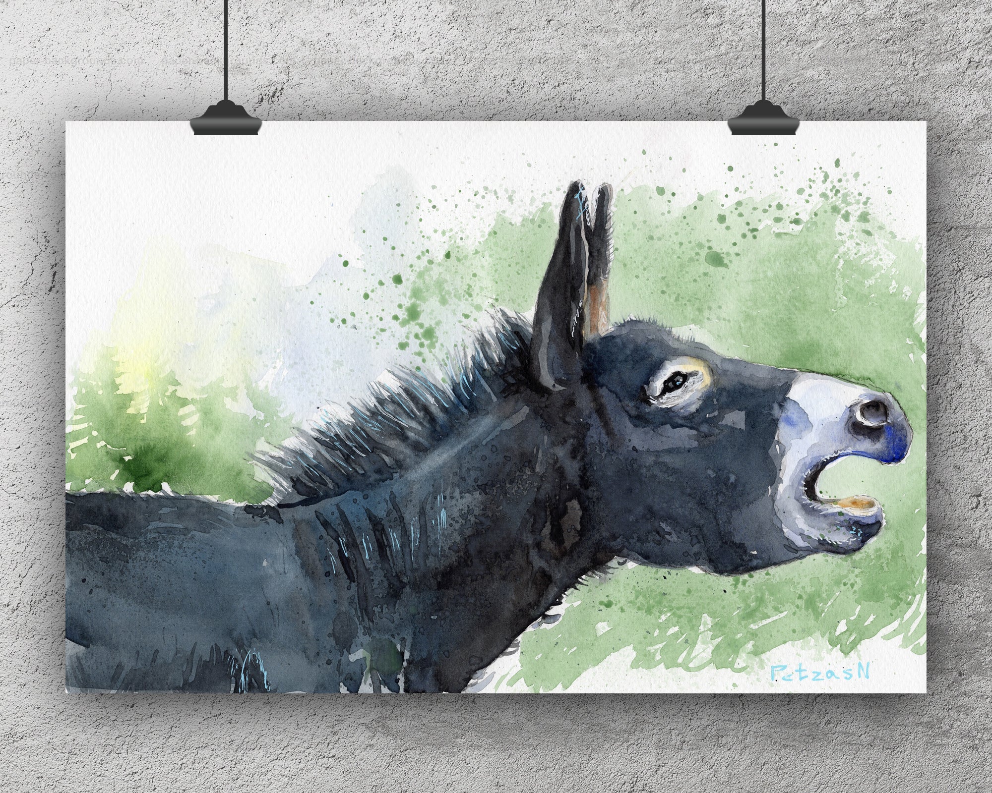 Donkey Art Print: Canvas or Paper