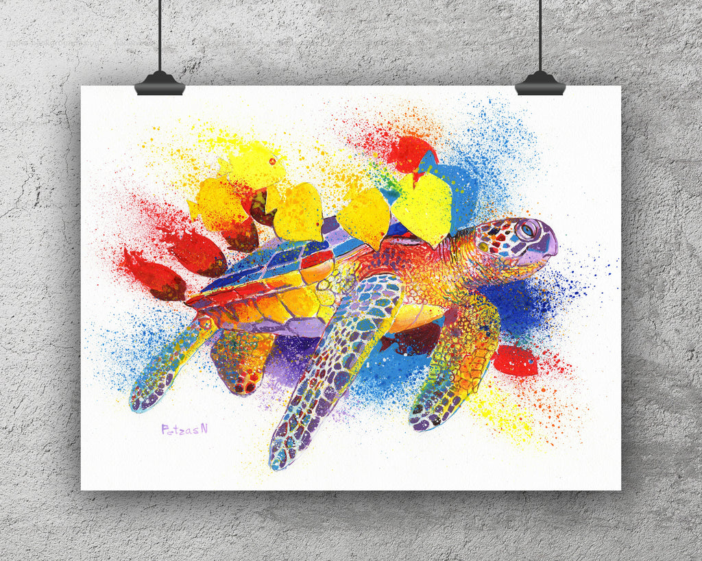 Sea Turtle Art Print: Canvas or Paper