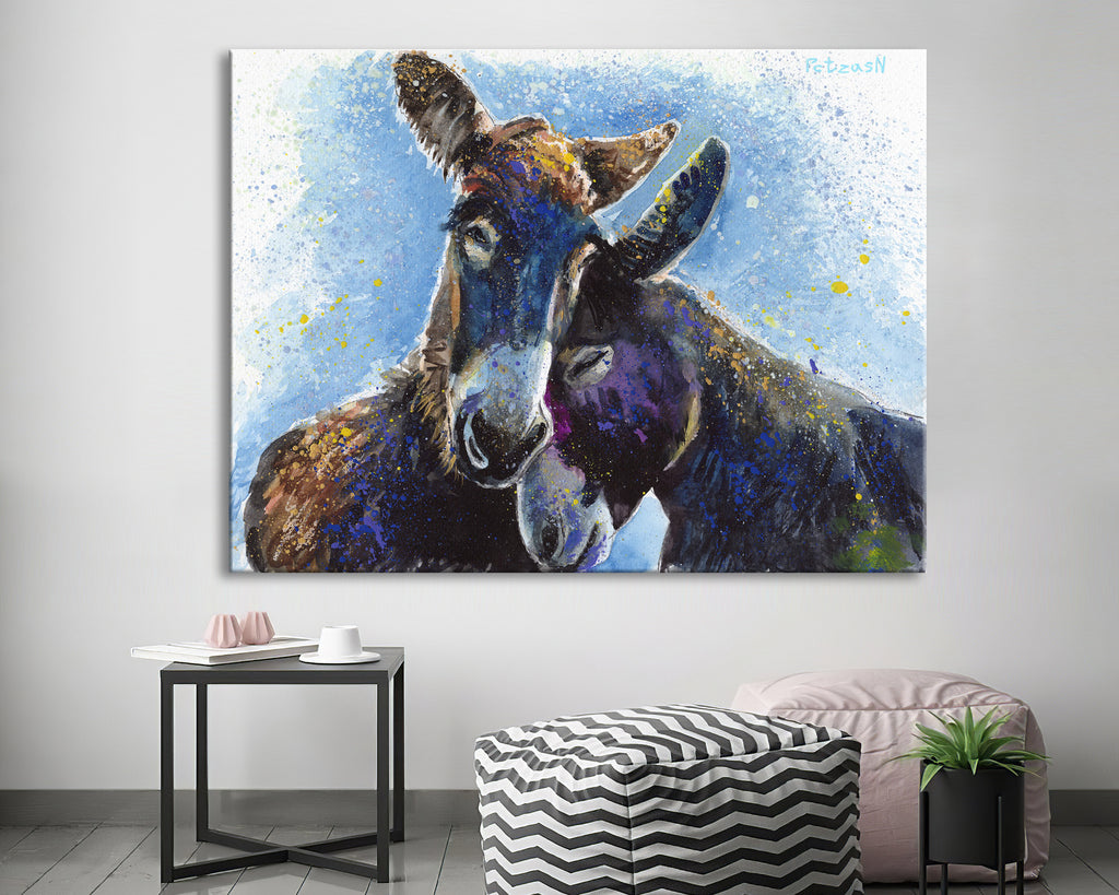 Donkeys Art Print: Canvas or Paper