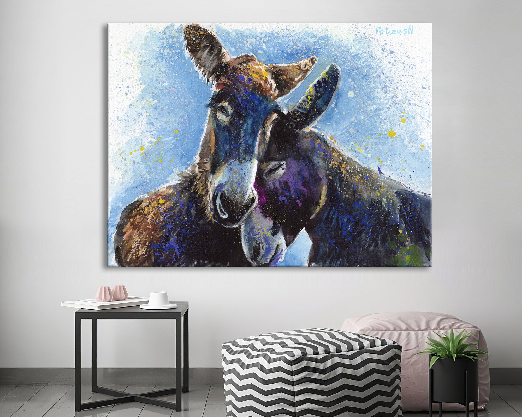 Donkeys Art Print: Canvas or Paper