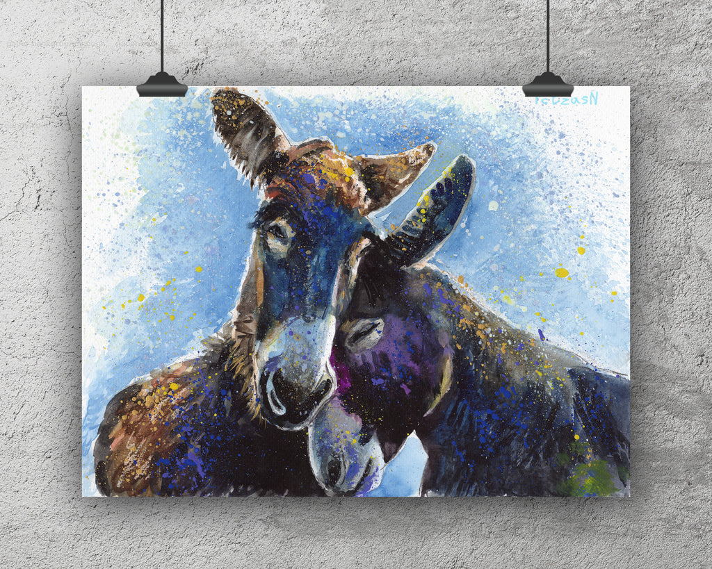 Donkeys Art Print: Canvas or Paper