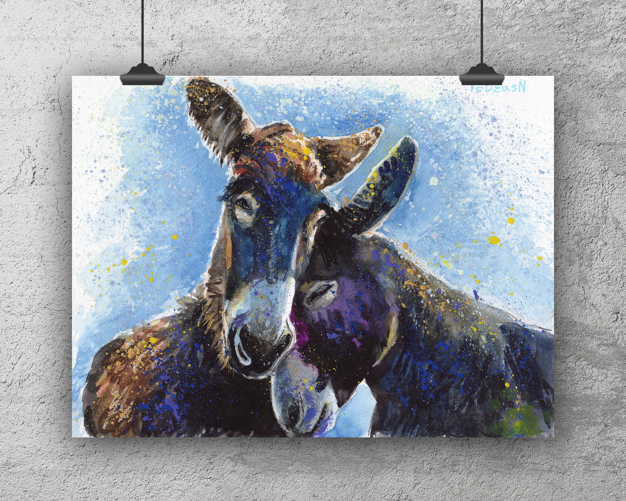 Donkeys Art Print: Canvas or Paper