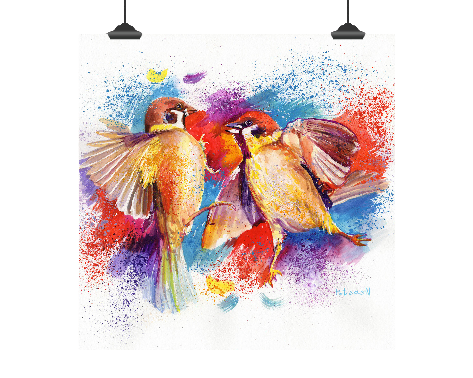 Sparrows Art Print: Canvas or Paper