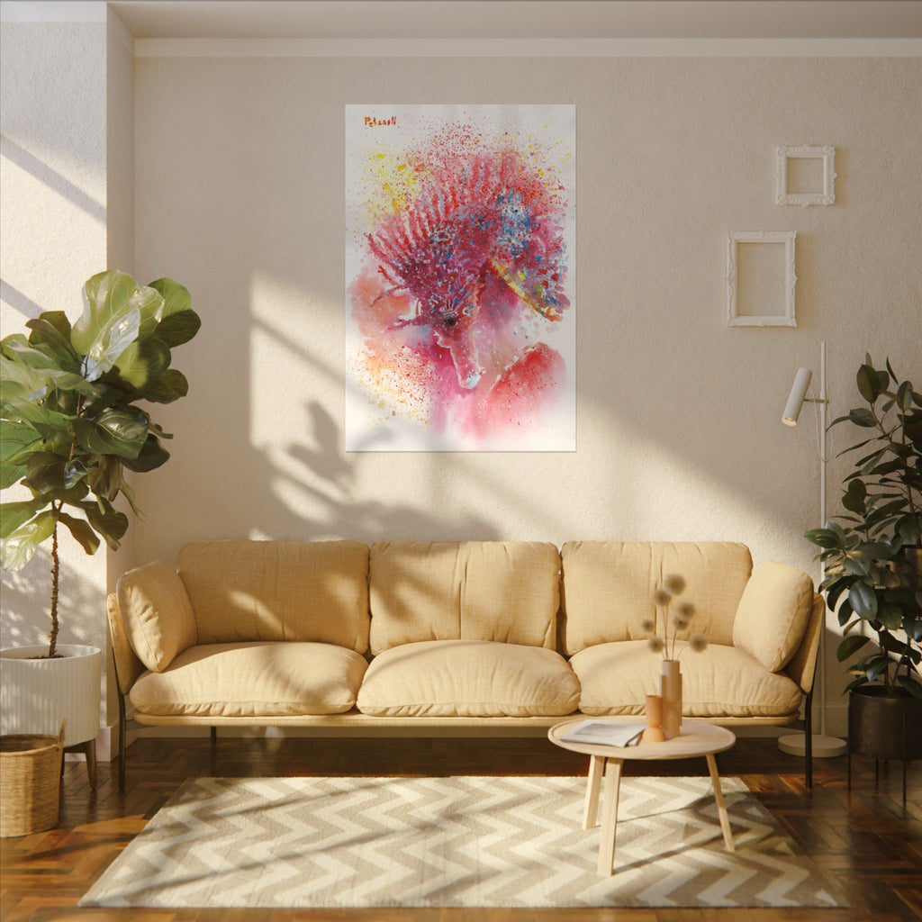 Pink Seahorse Art Print: Canvas or Paper