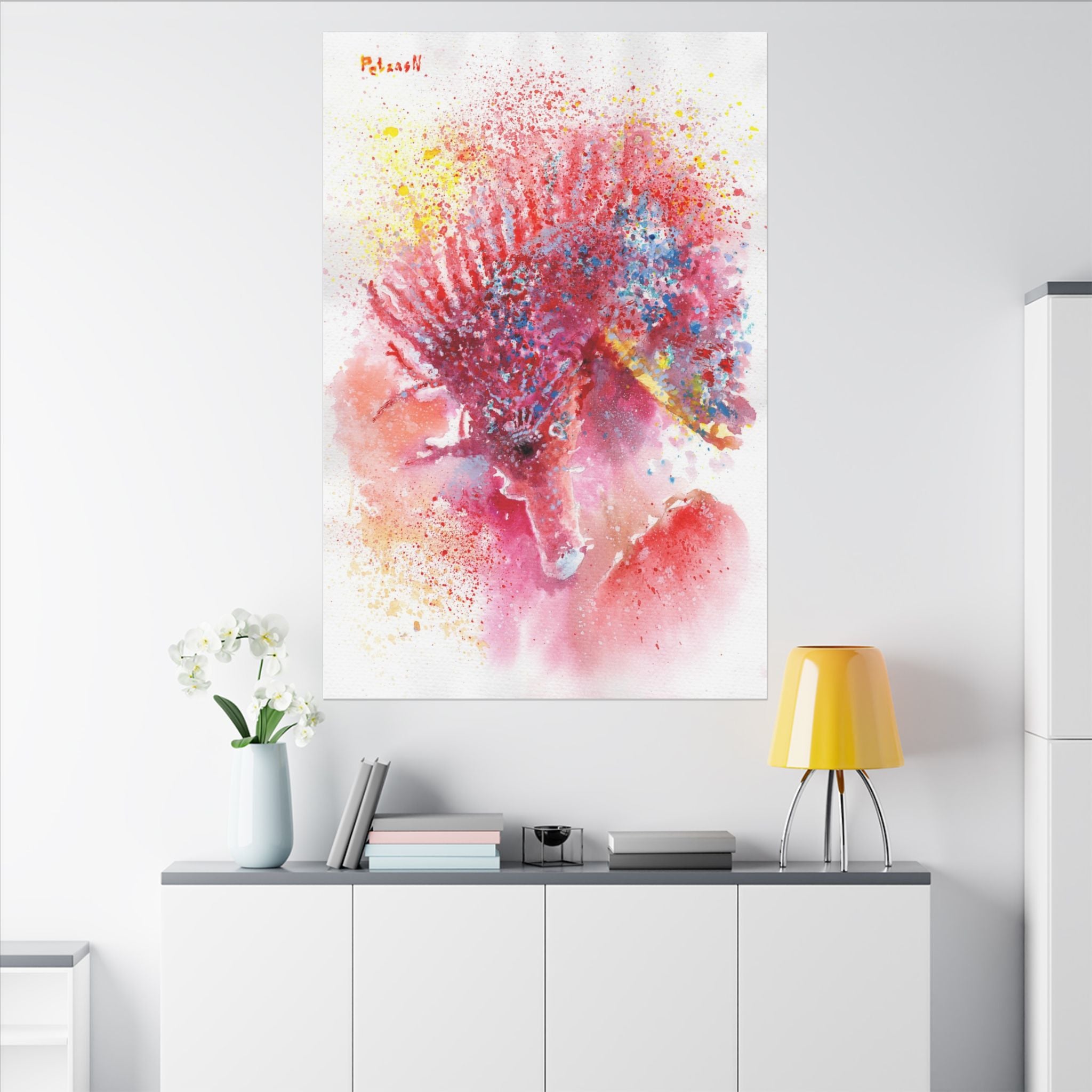 Pink Seahorse Art Print: Canvas or Paper
