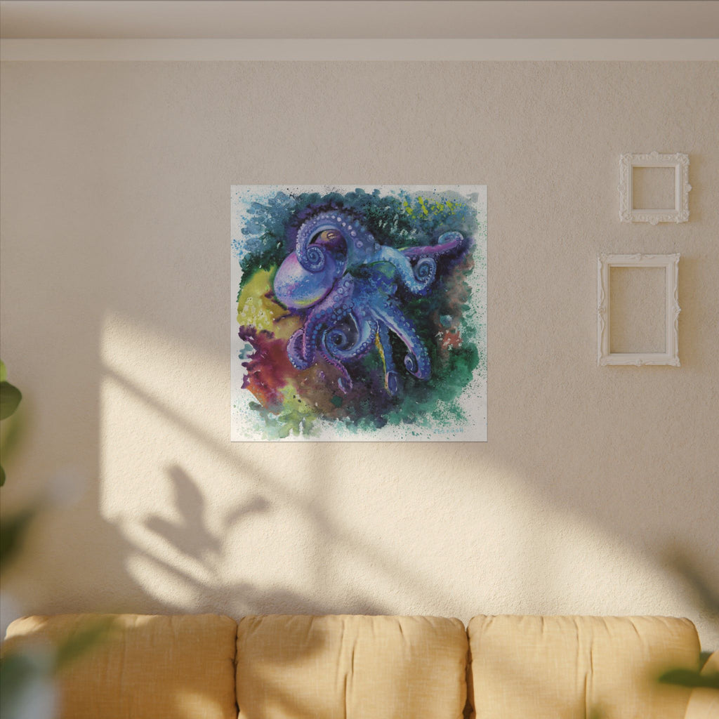 Blue Octopus Art Print: Canvas or Paper