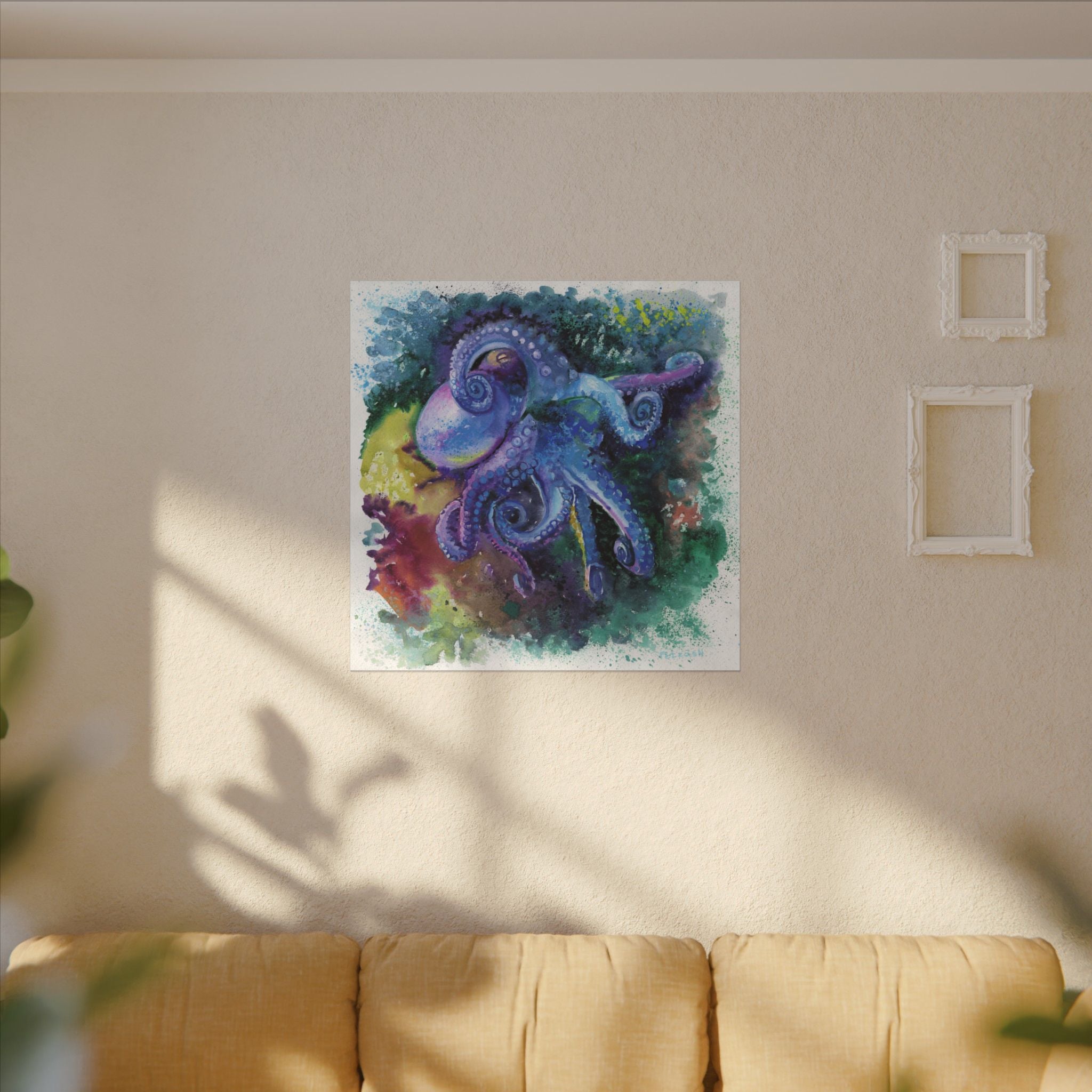 Blue Octopus Art Print: Canvas or Paper