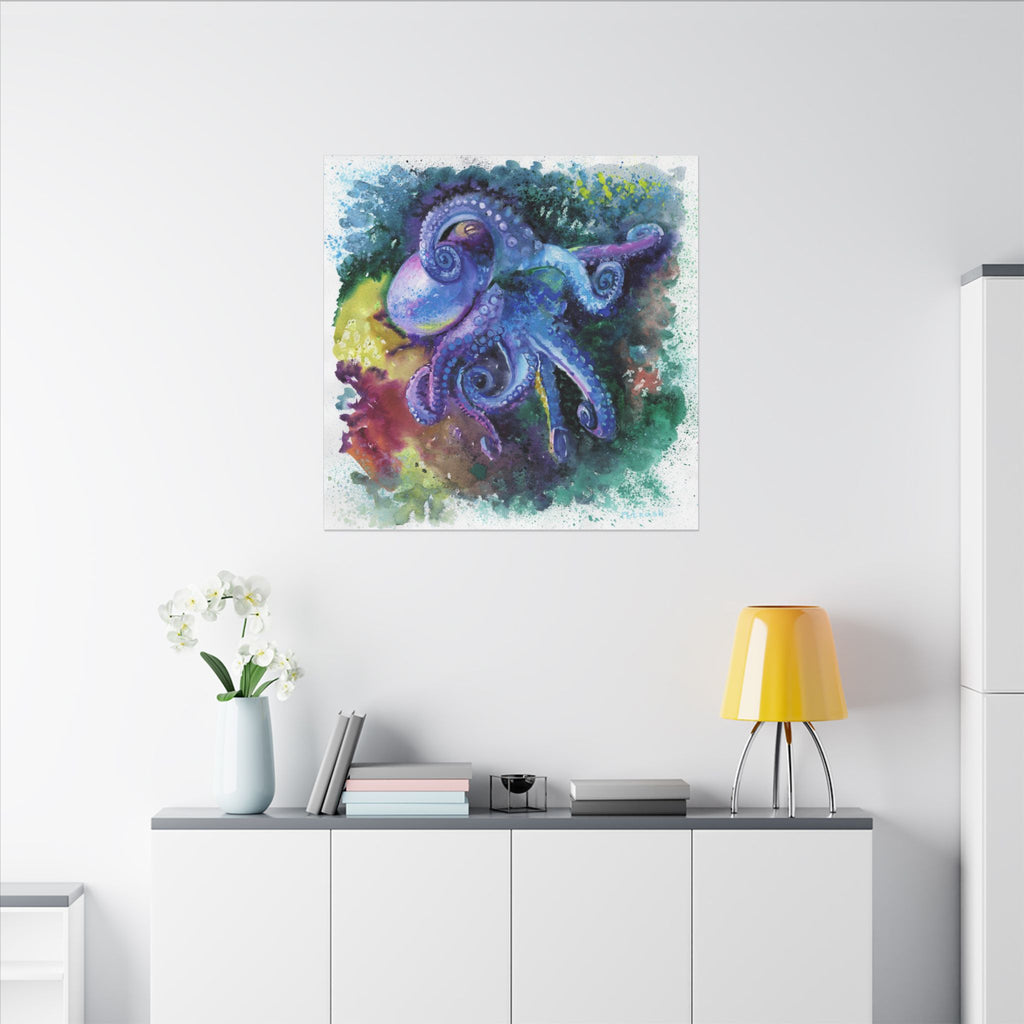 Blue Octopus Art Print: Canvas or Paper