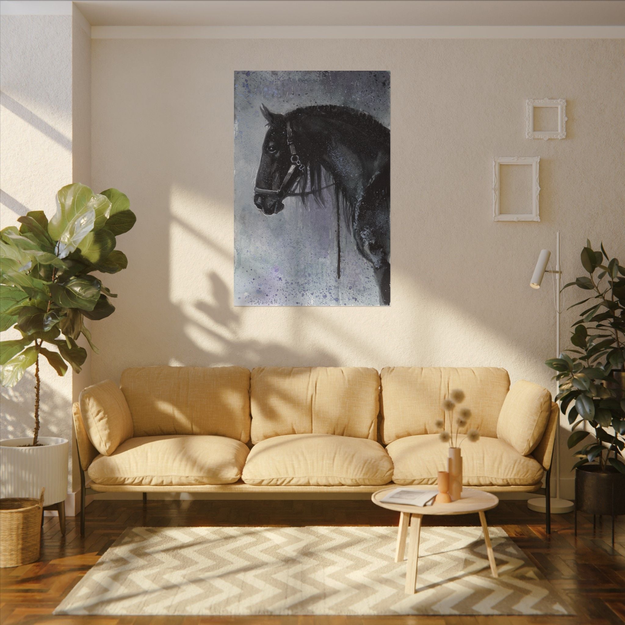 Black Horse Art Print: Canvas or Paper