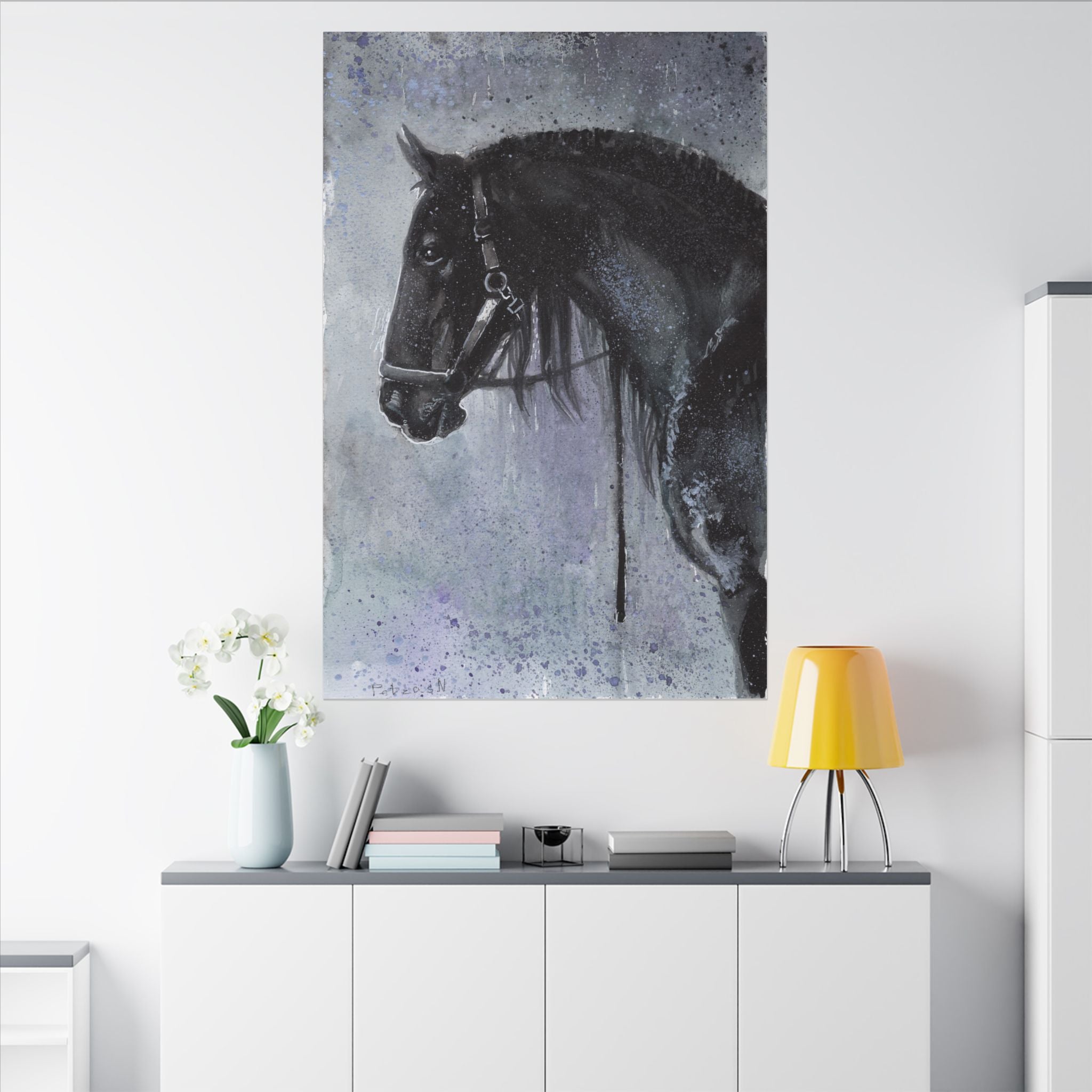 Black Horse Art Print: Canvas or Paper