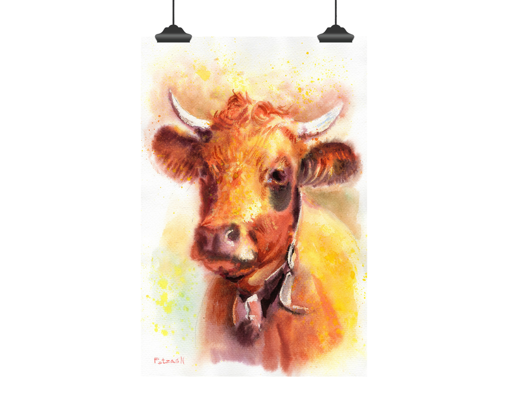 Cow Art Print: Canvas or Paper