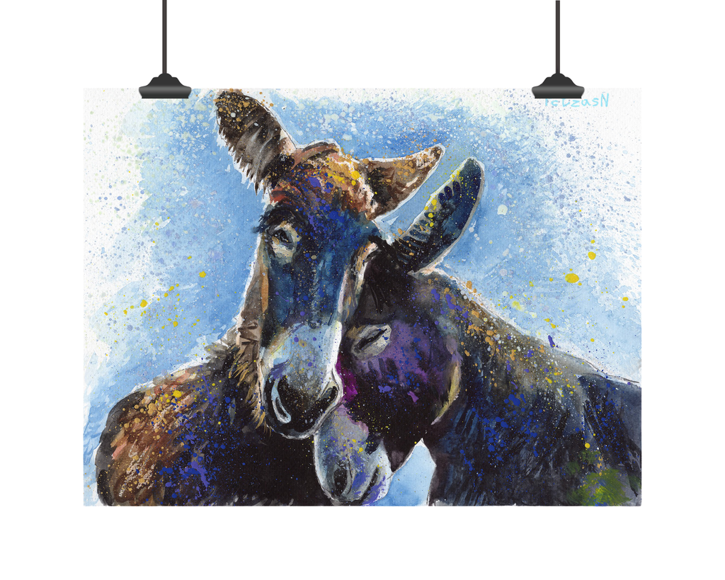 Donkeys Art Print: Canvas or Paper