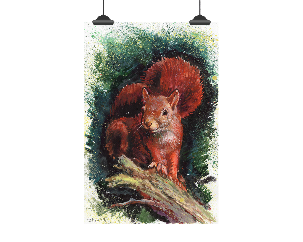 Squirrel Art Print: Canvas or Paper